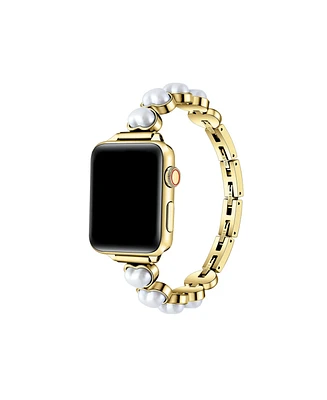 Posh Tech Grace Cultivated Pearl and Metal Band for Apple Watch, Fits All Apple Watch Models