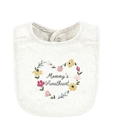 Hudson Baby Infant Girl Cotton Bibs, Soft Painted Floral, One Size