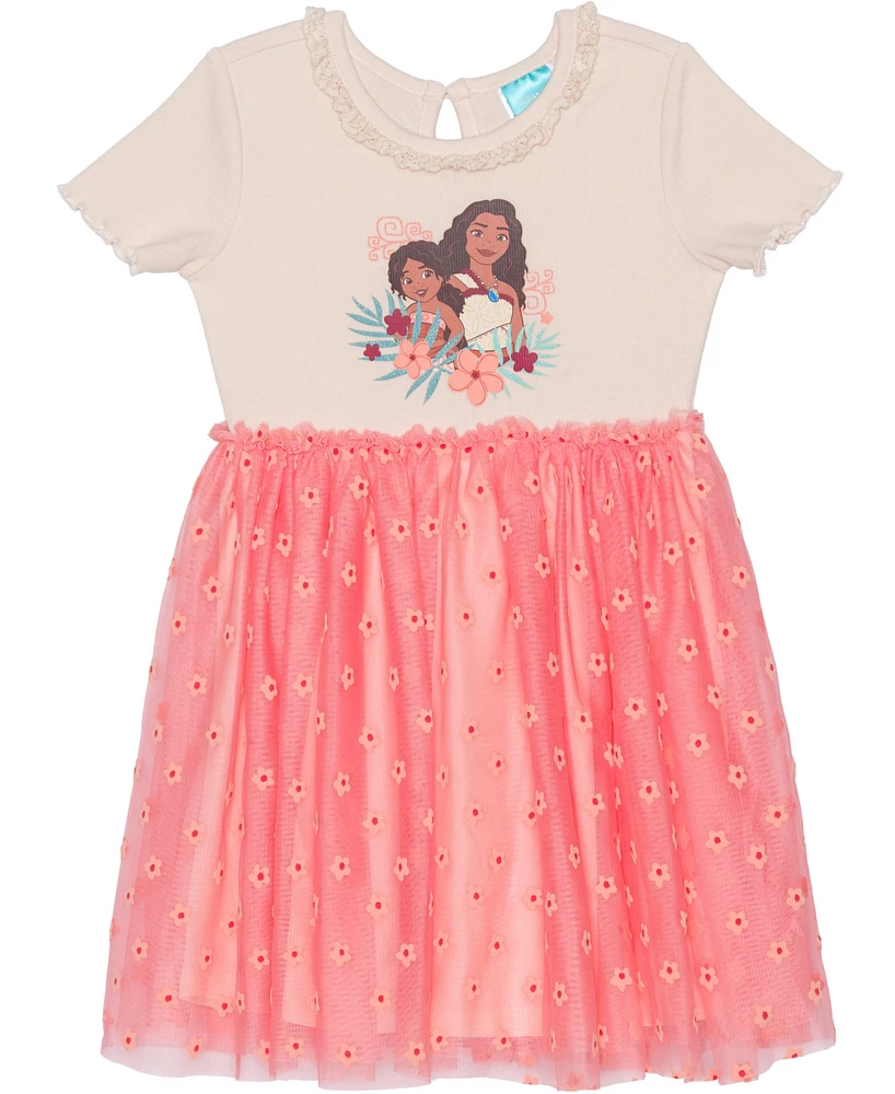 Disney Toddler and Little Girls Short Sleeve Moana Sisters Dress