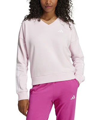 adidas Women's Essentials 3-Stripes French Terry V-Neck Sweatshirt