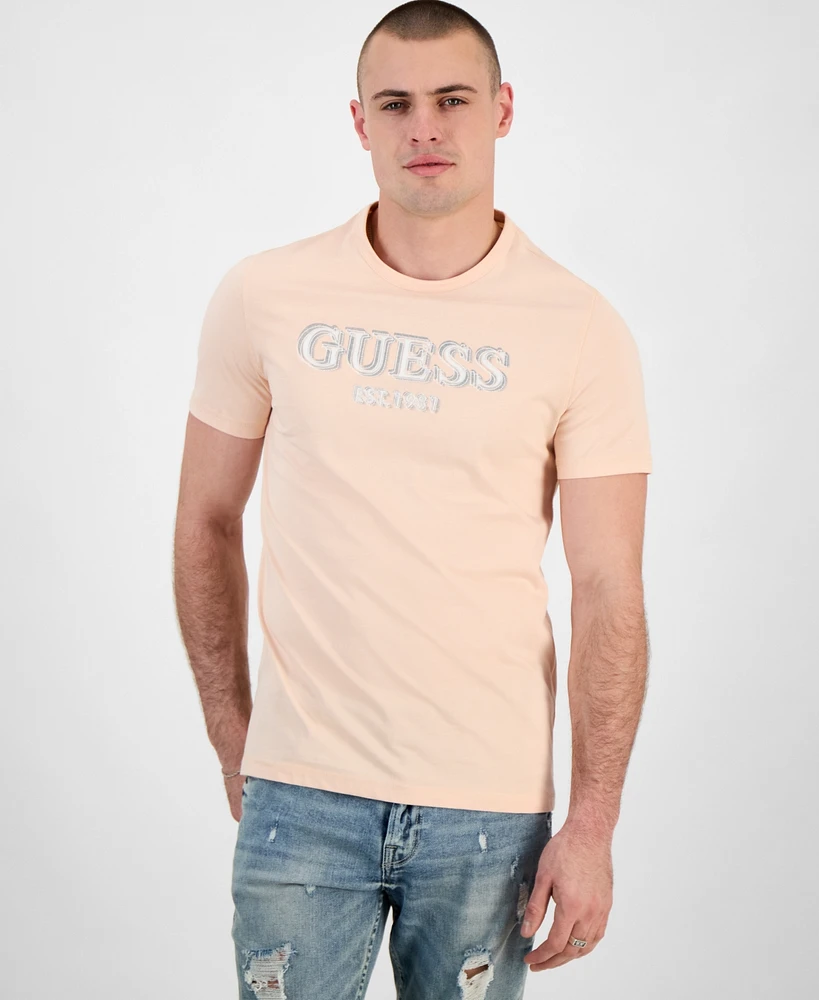 Guess Men's Relaxed-Fit Stitched Logo Graphic T-Shirt