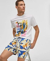 Mode Of One Mens Animal Palm Regular Fit Graphic T Shirt Floral Tones Regular Fit Printed Swim Trunks Exclusively At Macys