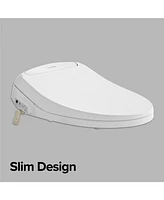 SmartBidet Sb-100R Electric Bidet Toilet Seat for Elongated Toilets with Remote Control and Stainless Steel Nozzle, White