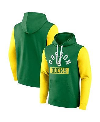 Fanatics Men's Green Oregon Ducks Extra Point Colorblock Fleece Pullover Hoodie