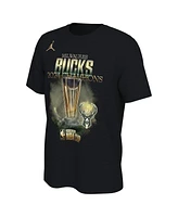 Jordan Men's and Women's Black Milwaukee Bucks 2024 Nba Cup Champions Locker Room Authentic T-Shirt