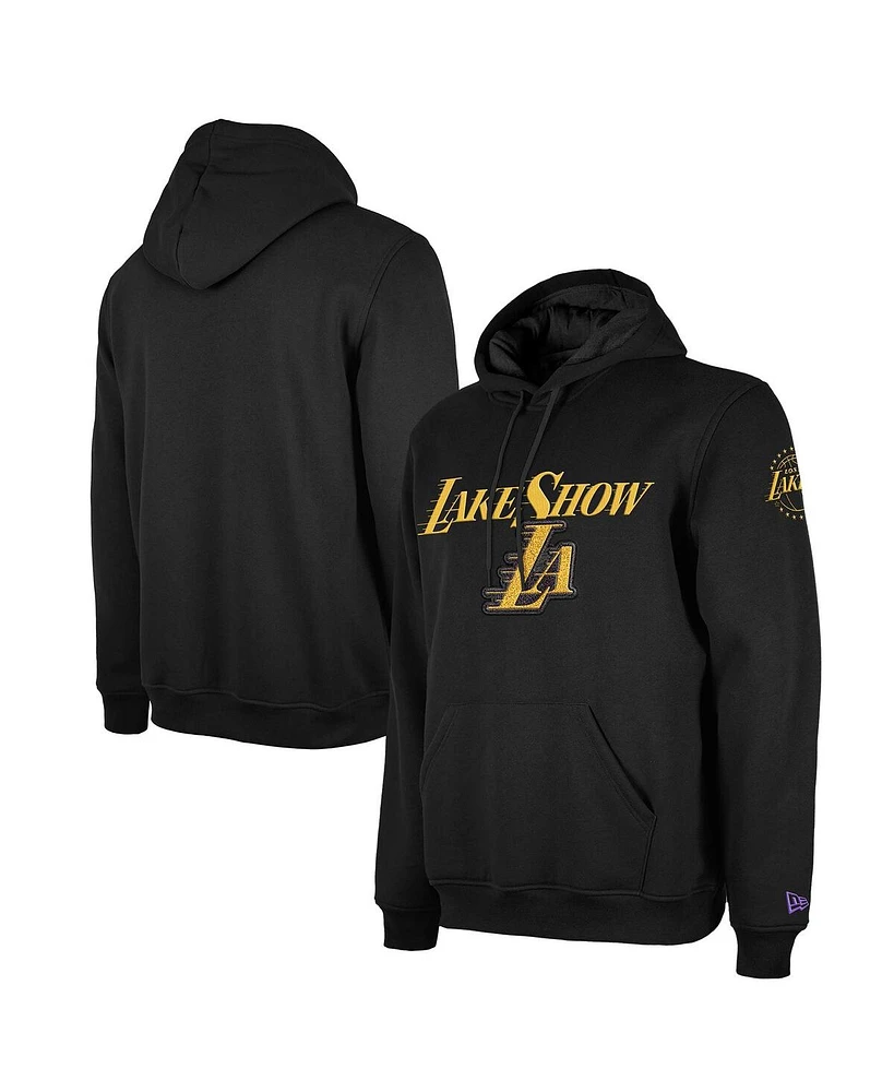 New Era Men's Black Los Angeles Lakers 2024/25 City Edition Chenille Heavyweight Pullover Hoodie