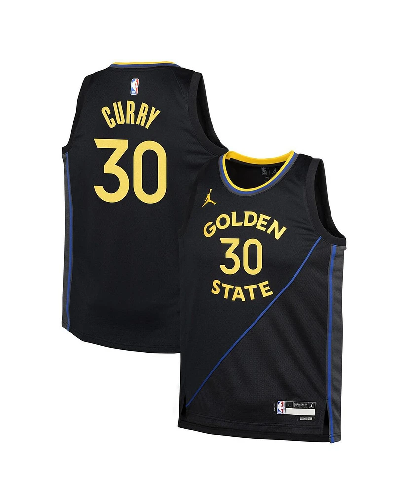 Jordan Big Boys and Girls Stephen Curry Navy Golden State Warriors Swingman Jersey - Statement Edition