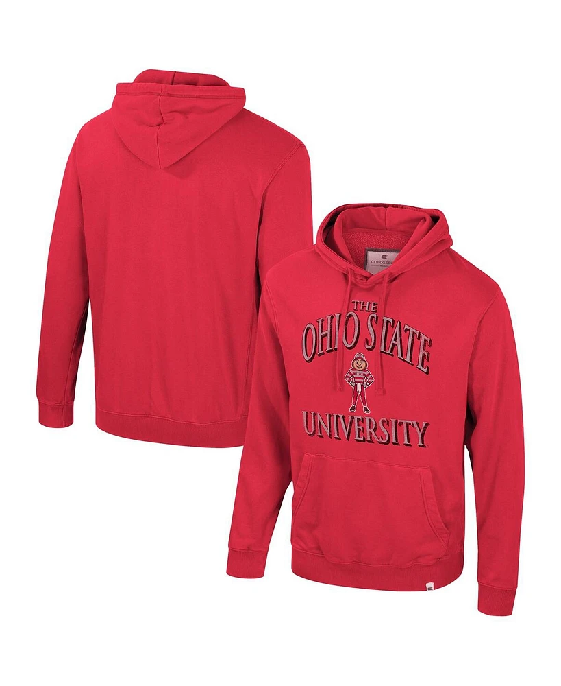 Colosseum Men's Scarlet Ohio State Buckeyes Big Tall Cap E-Tan Pullover Hoodie