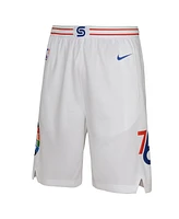 Nike Big Boys and Girls White Philadelphia 76ers 2024/25 City Edition Swingman Performance Shorts