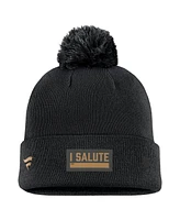 Fanatics Men's Black Dallas Stars Authentic Pro Military Appreciation Cuffed Knit Hat with Pom