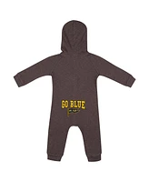 Colosseum Baby Boys and Girls Charcoal Michigan Wolverines Zando-Zan Waffle Full-Snap Hooded Romper