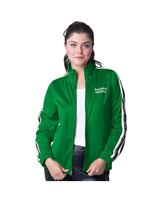 G-iii 4her By Carl Banks Women's Kelly Green/Gray Boston Celtics Rebel Sequin Bling Full-Zip Track Jacket