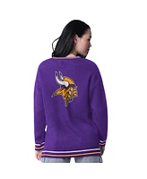 Starter Women's Purple Minnesota Vikings Oversized On the Ball Intarsia Knit Pullover Sweater