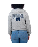 Wear by Erin Andrews Women's Heather Gray Michigan Wolverines Speckle Double-Hit Raglan Full-Zip Hoodie