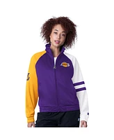 Starter Women's Purple Los Angeles Lakers Line Up Dolman Raglan Full-Zip Track Jacket