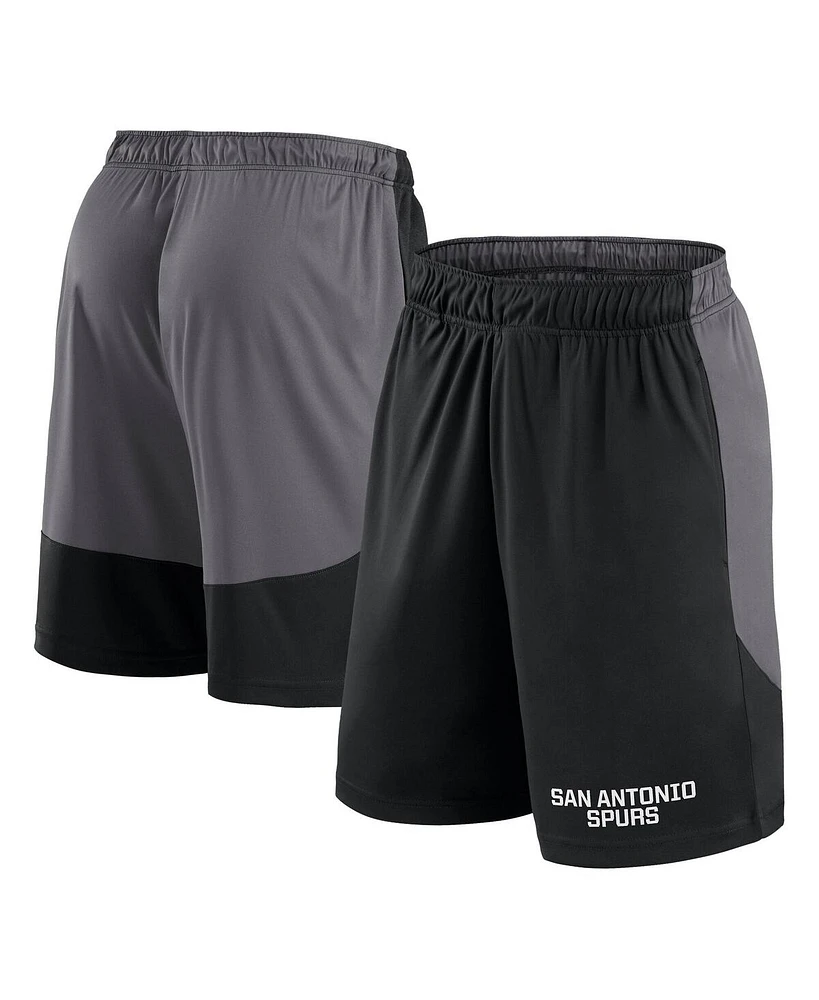 Logo Athletic Men's Black/Gray San Antonio Spurs Launch Performance Shorts