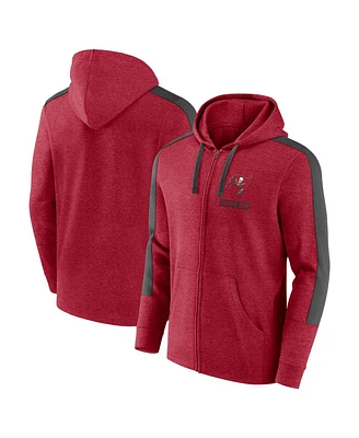 Fanatics Men's Heather Red Tampa Bay Buccaneers Gains Full-Zip Hoodie