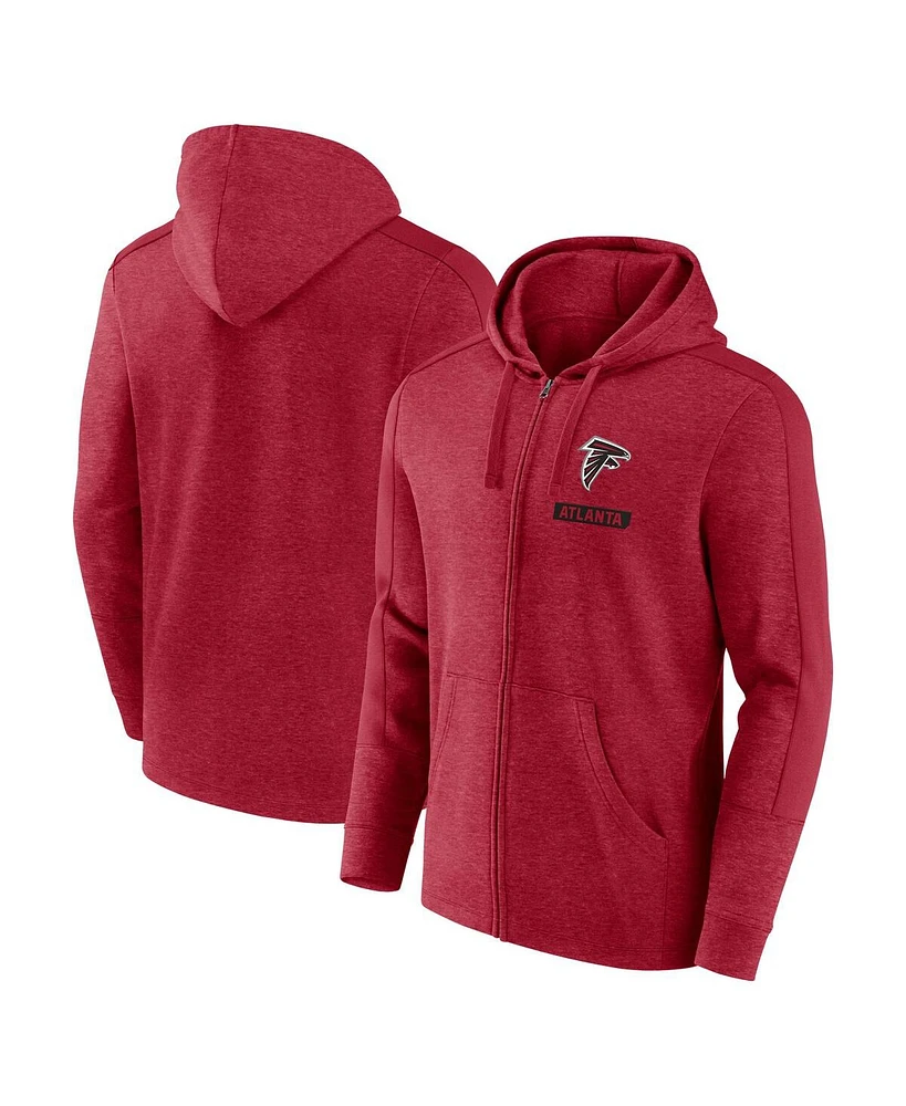 Fanatics Men's Heather Red Atlanta Falcons Gains Full-Zip Hoodie