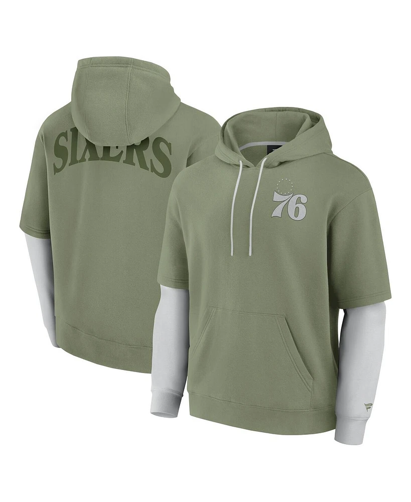 Fanatics Men's Olive Philadelphia 76ers Elements Sleek Pullover Hoodie