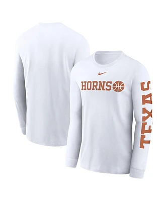 Nike Men's White Texas Longhorns Basketball Icon Two-Hit Long Sleeve T-Shirt