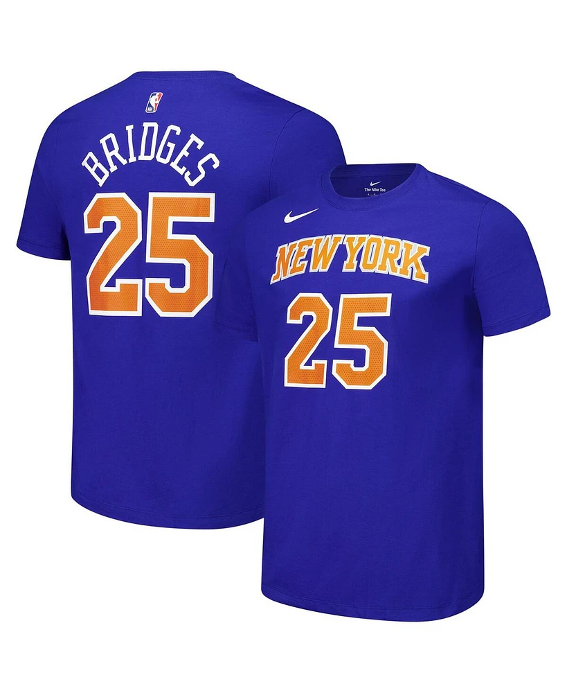 Nike Men's and Women's Mikal Bridges Blue New York Knicks Name Number T-Shirt