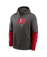 Nike Men's Pewter/Red Tampa Bay Buccaneers 2024 Sideline Club Pullover Hoodie