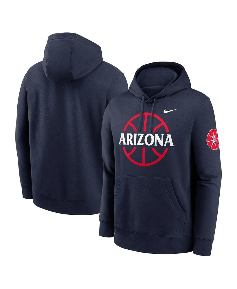 Nike Men's Navy Arizona Wildcats Basketball Icon Club Fleece Pullover Hoodie