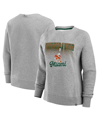 Fanatics Women's Heather Gray Miami Hurricanes Training Camp Hit Hard Fleece Pullover Sweatshirt