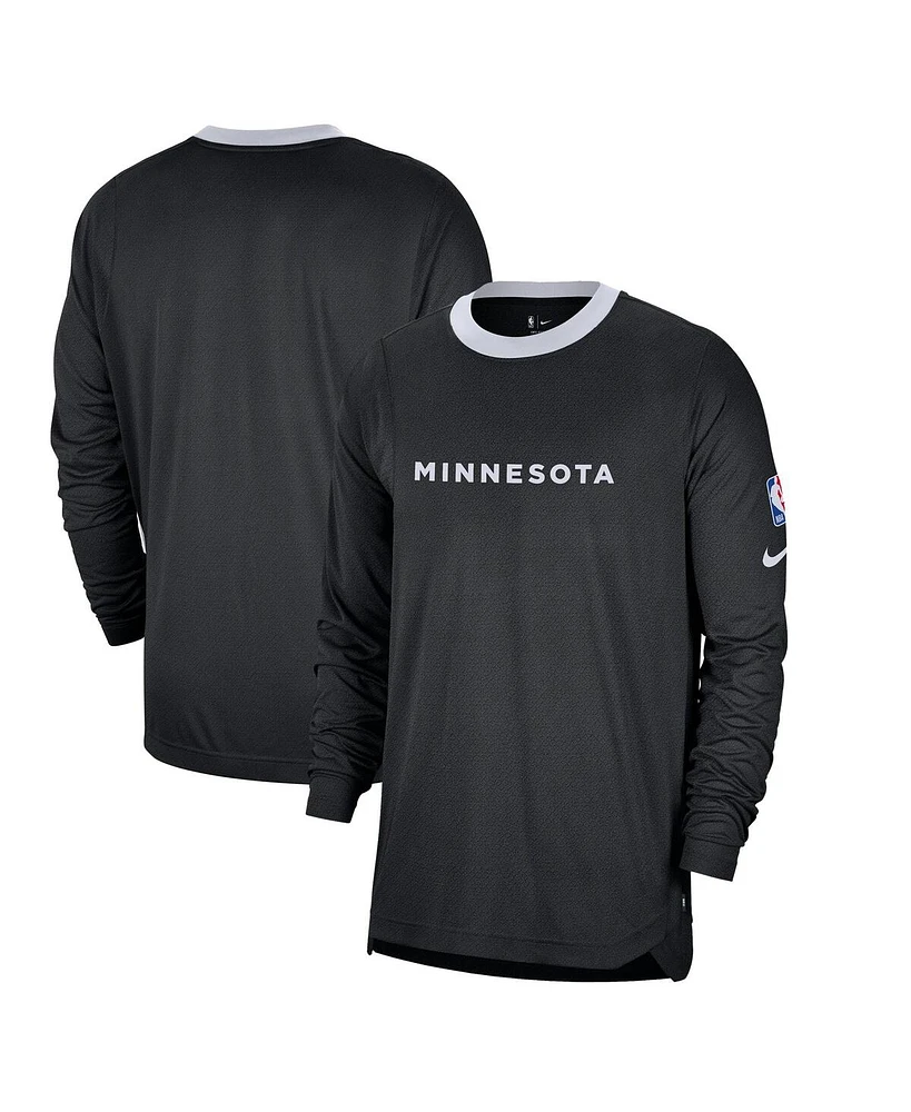 Nike Men's Black Minnesota Timberwolves 2024/25 City Edition Authentic Pregame Performance Long Sleeve Shooting T-Shirt