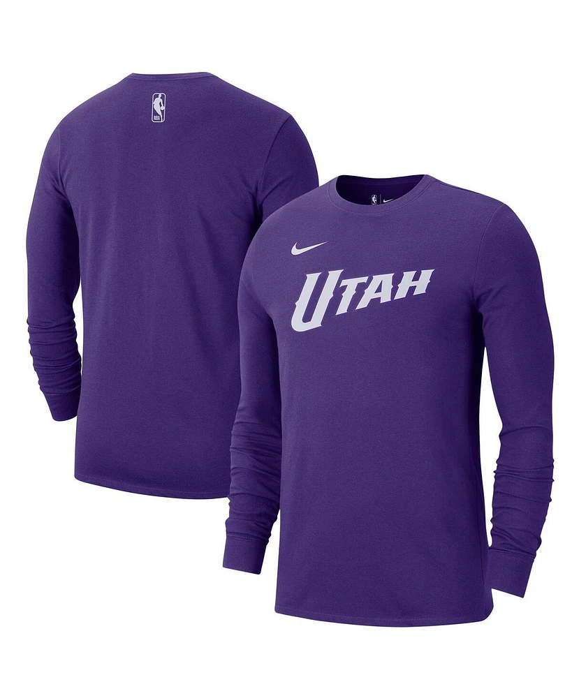 Nike Men's Purple Utah Jazz 2024/25 City Edition Essential Logo Long Sleeve T-Shirt