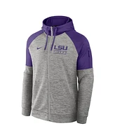 Nike Men's Heather Gray Lsu Tigers Fitness Raglan Performance Full-Zip Hoodie