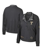 Colosseum Women's Heather Charcoal Tennessee Volunteers Oht Military Appreciation Payback Henley Thermal Sweatshirt