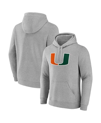 Fanatics Men's Gray Miami Hurricanes Fleece Pullover Hoodie