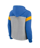 Fanatics Women's Heather Gray/Powder Blue Los Angeles Chargers Bold Play Call Pullover Hoodie