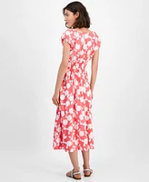 Tommy Hilfiger Women's Riviera Floral Bubble-Sleeve Midi Dress