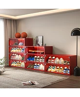 Three-Tier Led Shoe Cabinet with Glass Front for Organization