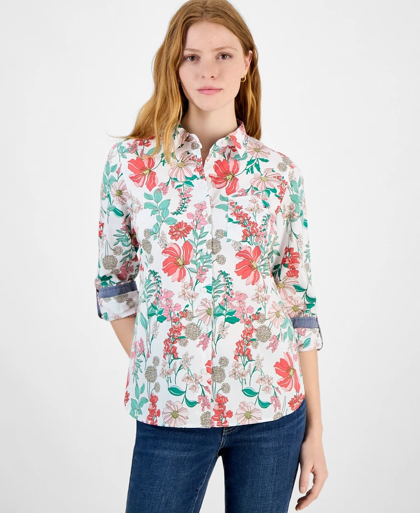 Tommy Hilfiger Women's Floral Cotton Button-Front Shirt