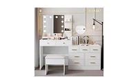 Makeup Vanity with Lights – Led Lighted Dressing Table with Storage for Bedroom or Makeup Area