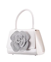 Nina Crystal Flower Embellished Patent Satchel Bag
