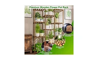 Multi-tier Wooden Plant Stand 11 Potted Flower Display Shelf Rack Vase Holder for Patio Balcony Garden
