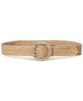 Lauren Ralph Woven Jute Faux-Horn-Buckle Wide Belt