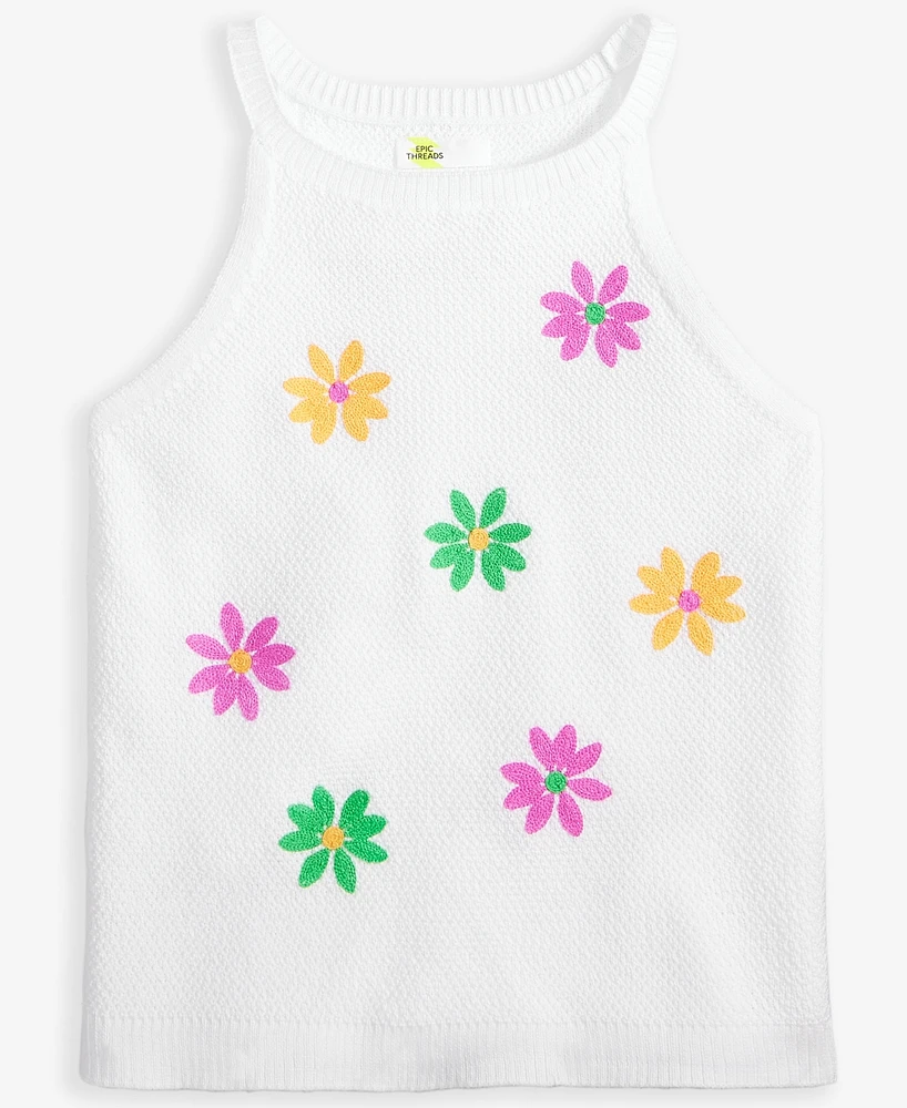 Epic Threads Kid Girl Embroidered Flowers Tank Top, Exclusively at Macy's