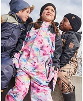Deux par Deux Big Girls Printed Mid-Season One-Piece Outerwear Butterflies On Multicolored Black Background