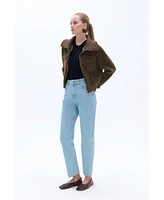 Nocturne Women's Wide Collar Zipper Detailed Knitwear Cardigan