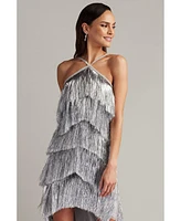 Tadashi Shoji Remedy Metallic Fringe Mini Dress