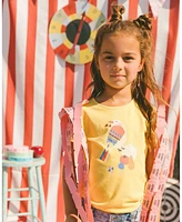 Deux par Big Girls Organic Cotton Tee Yellow And Birds