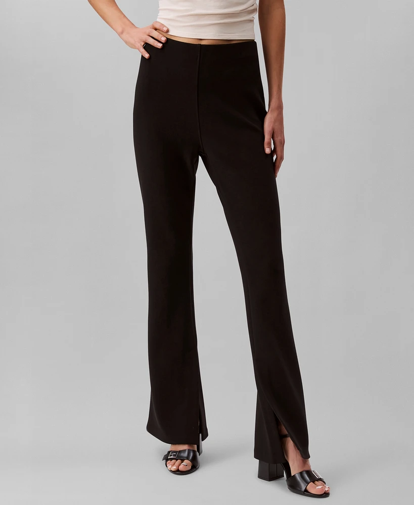 Calvin Klein Women's Tailored Knit Pull-On Flare Leg Pants