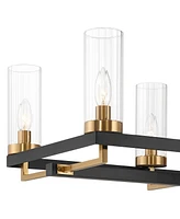 Gregory 39 1/4" Mid Century Modern Chandelier Ceiling Light Fixture Dining Room Over Table Kitchen Island Foyer Hanging Linear 8-Light Black Gold Fini