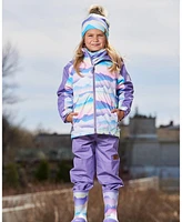 Deux par Deux Big Girls 3-In-1 Mid-Season Outerwear Set With Printed Jacket Mauve And Blue