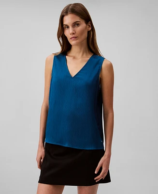 Calvin Klein Women's Textured Plisse V-Neck Tank Top